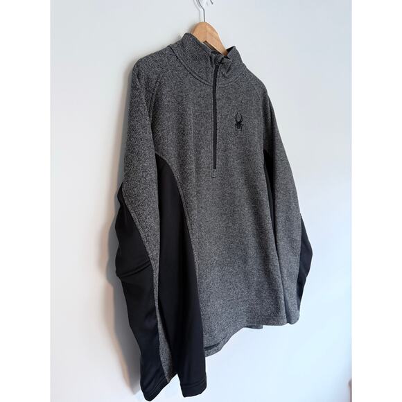 SPYDER dark gray black Outbound Stryker fleece lined 1/4 zip pullover sweater - Picture 4 of 12